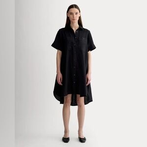 Everlane DayTripper Linen Button Down Shirt Dress Black Size Large